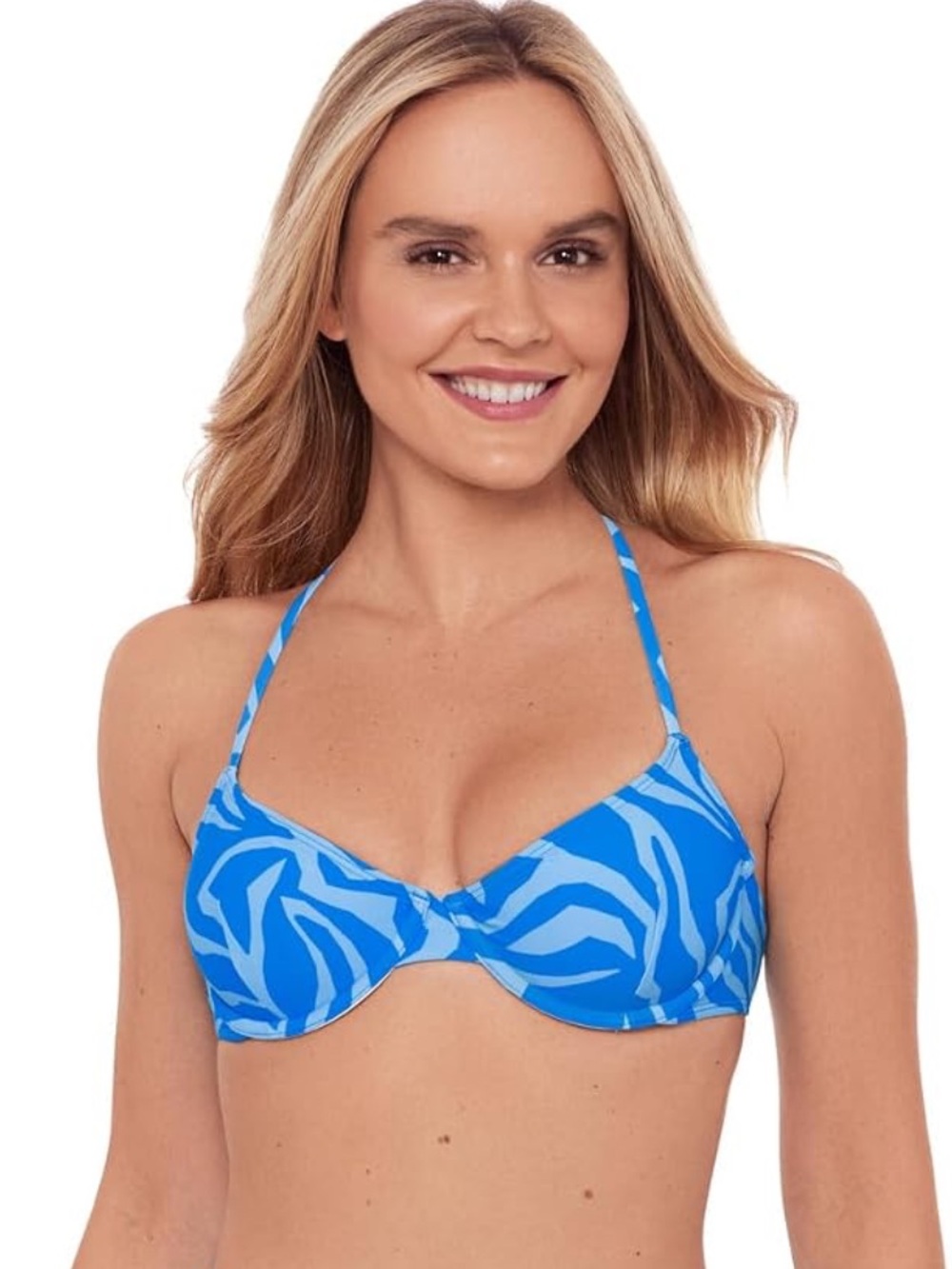 Sports Illustrated Swim Blue Zebra-Print High-Waist Bikini